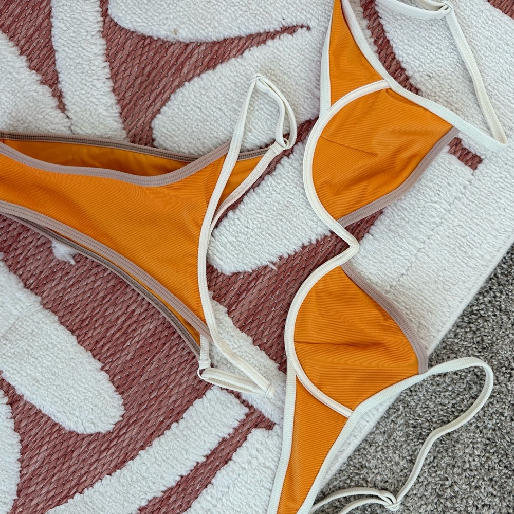 Orange and White Bikini Set